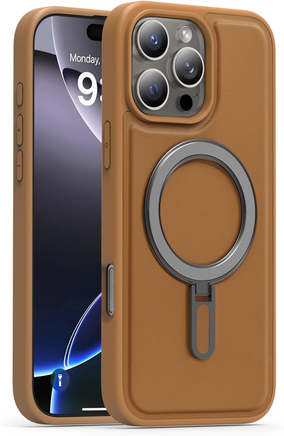 Magnetic phone case for iPhone 16 Pro max, silver magnetic ring supports wireless charging, military-grade drop resistance, compatible with iPhone 16 Pro max