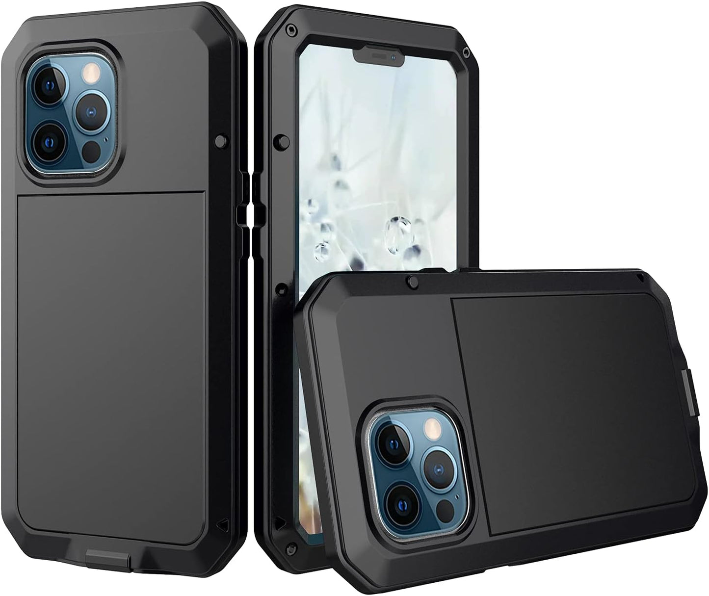 For iPhone 13 Pro max Phone Case, 360° Waterproof and Shockproof Hard Shell Metal Military Heavy Duty Rugged Case for iPhone 13 Pro max Silver
