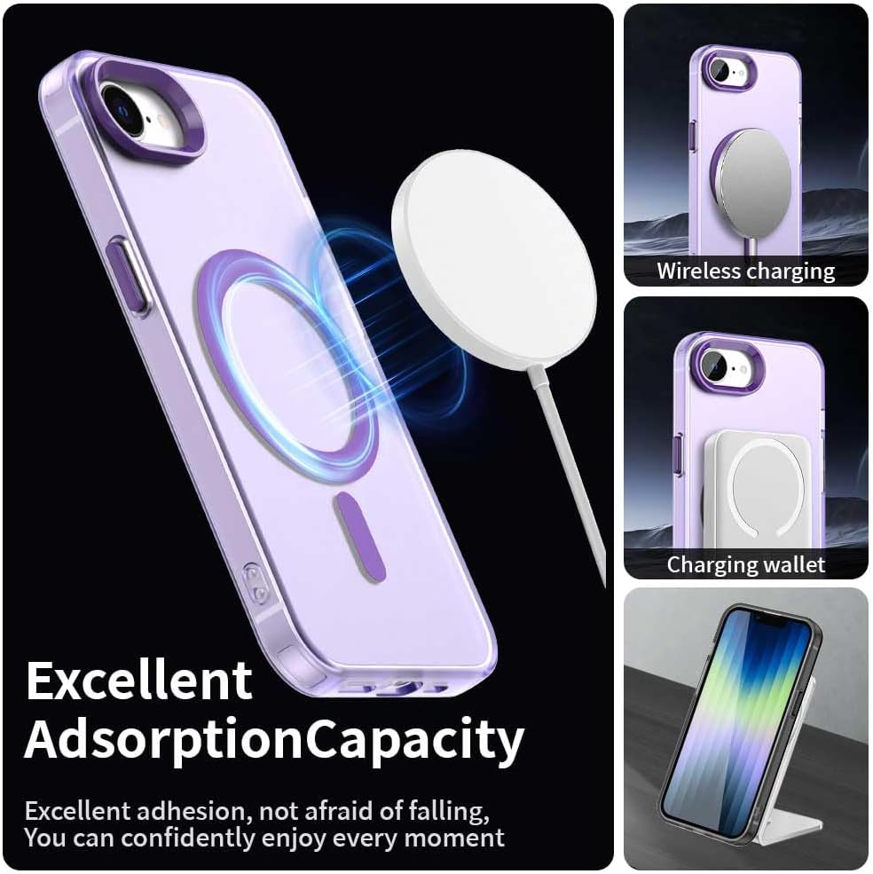 TPU magnetic candy color mobile phone case for iPhone 16E, supports wireless charging, four-corner airbag protection, military anti-fall mobile phone case Red
