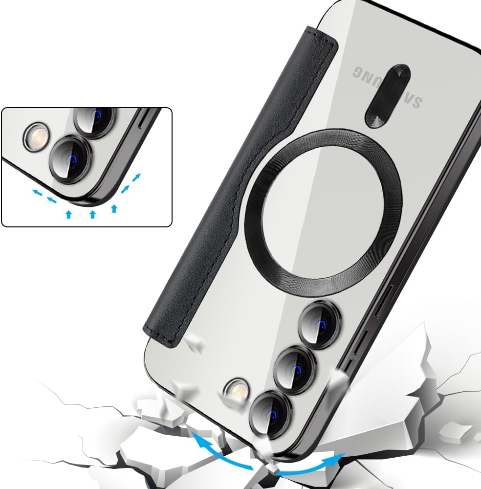 iTape Wallet phone case suitable for Samsung Galaxy S23 with [Credit Card Holder][RFID Blocking], compatible with magnetic wireless charging Green