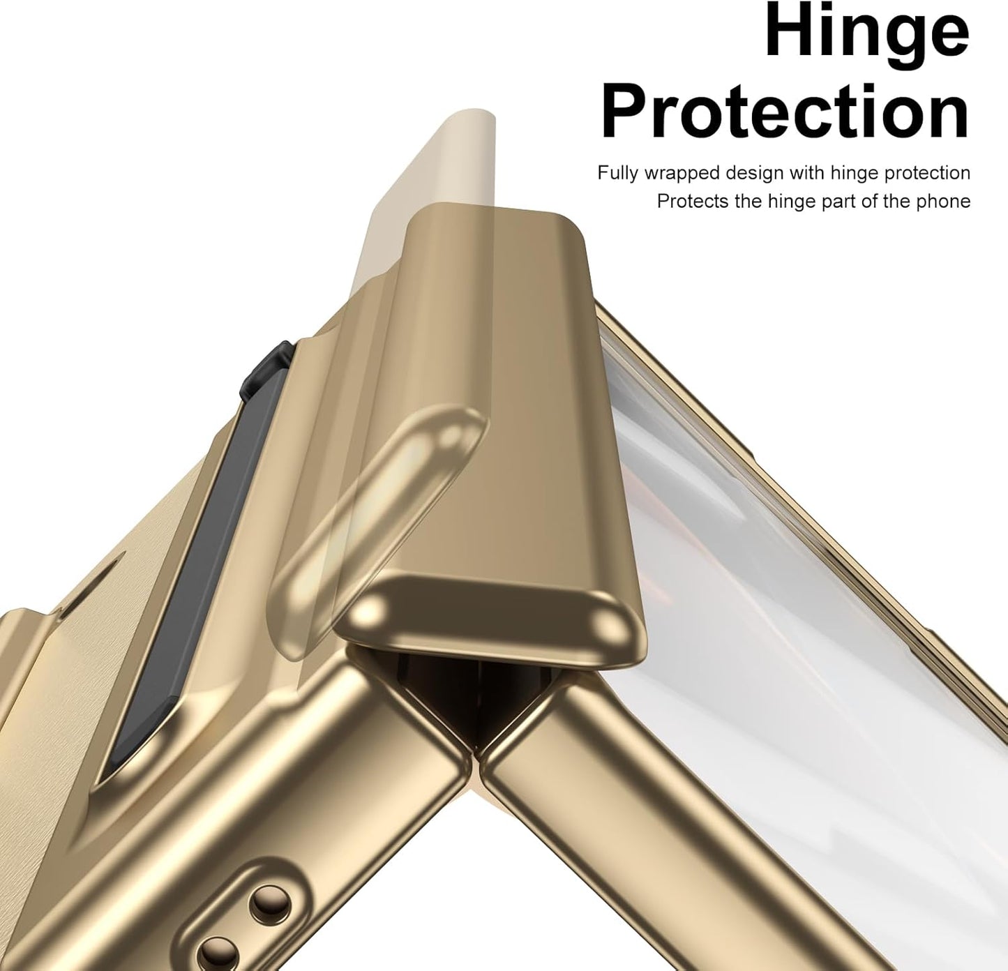 iTape Lightweight phone case for Samsung W25, hinged case supports wireless charging with lens protection, screen protector, complimentary stylus, drop-proof and fingerprint resistant Gold
