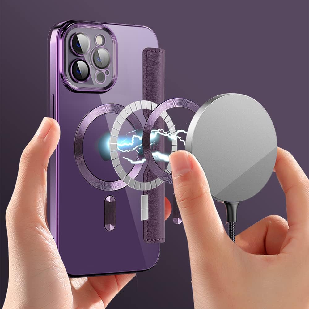Wallet phone case suitable for iPhone 11 Pro max with [Credit Card Holder][RFID Blocking], compatible with magnetic wireless charging Blue