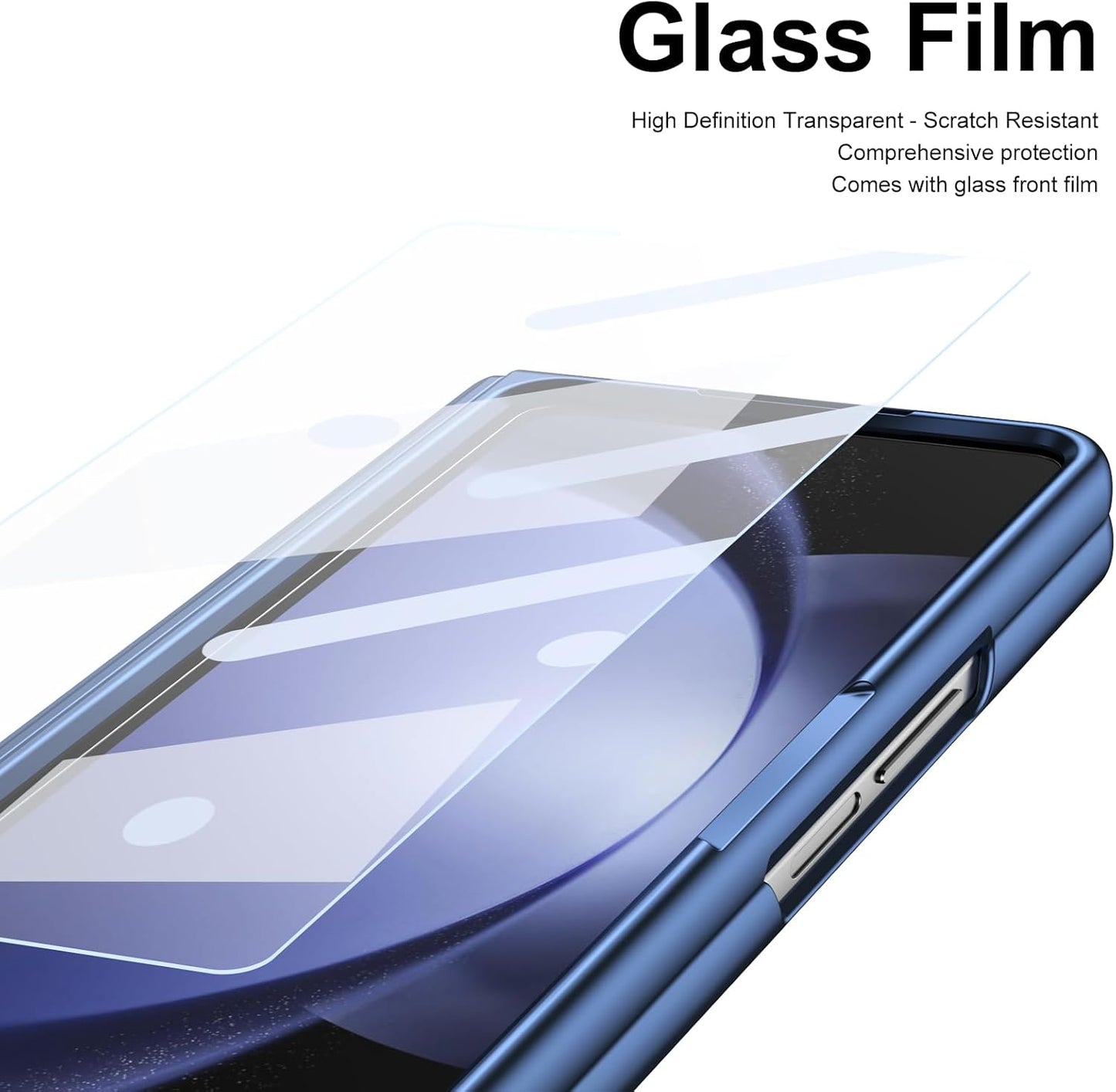 Lightweight phone case for Samsung Galaxy Z Fold5, hinged case supports wireless charging with lens protection, screen protector, complimentary stylus, drop-proof and fingerprint resistant