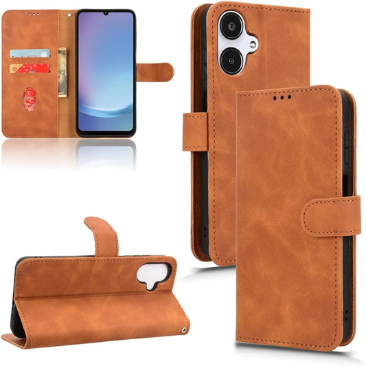 iTape Mobile phone case compatible with Samsung Galaxy A25 5G. Soft touch flip holder credit card slot wallet phone case, shockproof and drop-proof Brown
