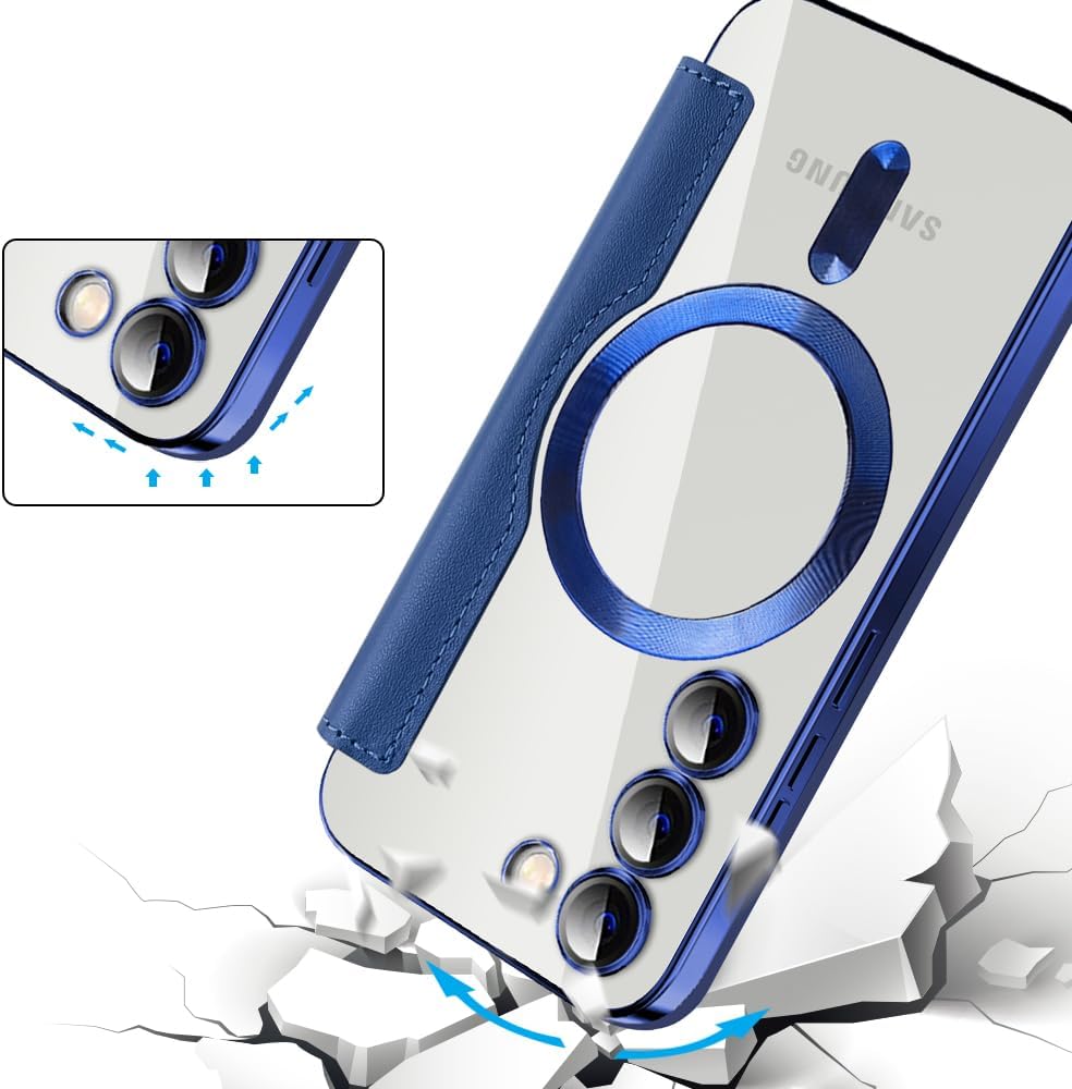 iTape Wallet phone case suitable for Samsung Galaxy S23 with [Credit Card Holder][RFID Blocking], compatible with magnetic wireless charging Green