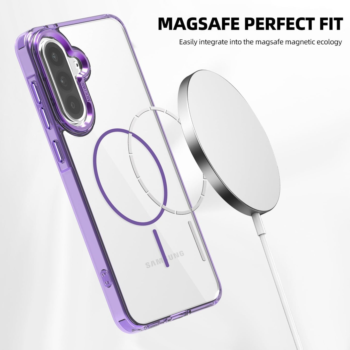iTape Magnetic transparent phone case for Samsung Galaxy A36, supports wireless charging, military-grade drop-proof, compatible with Samsung Galaxy A36 Car magnetic bracket