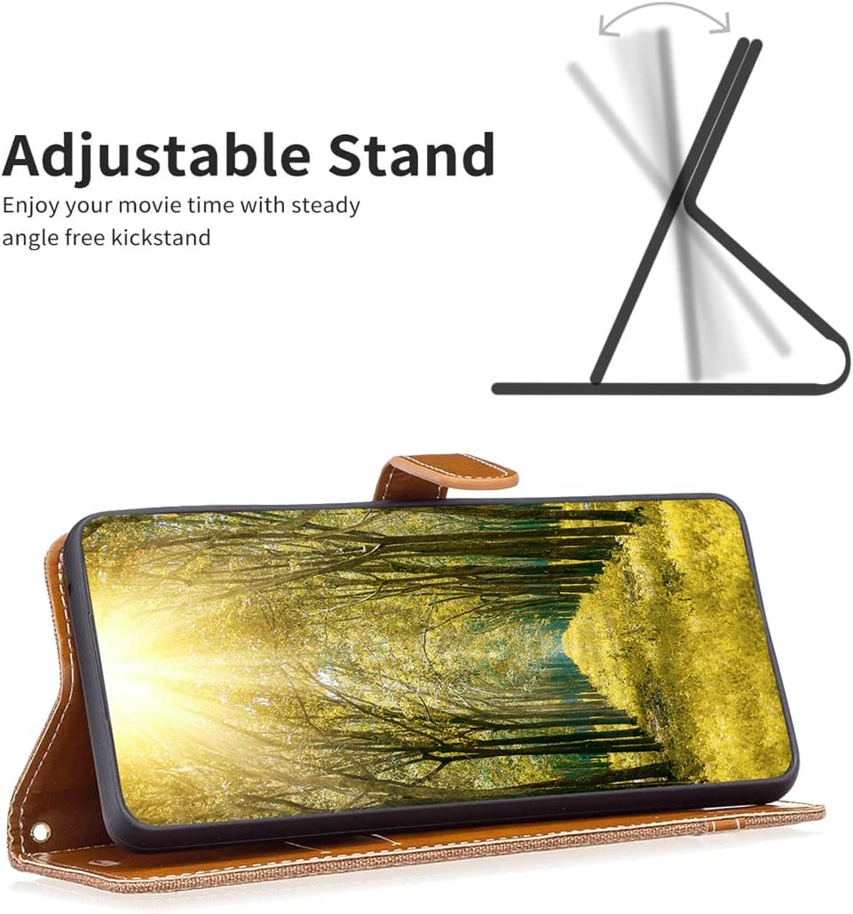 Colorblock Denim Wallet Phone Case for iPhone 16E, Wallet Phone Case Flip Stand, Credit Card Slot Wallet Wrist strap Green
