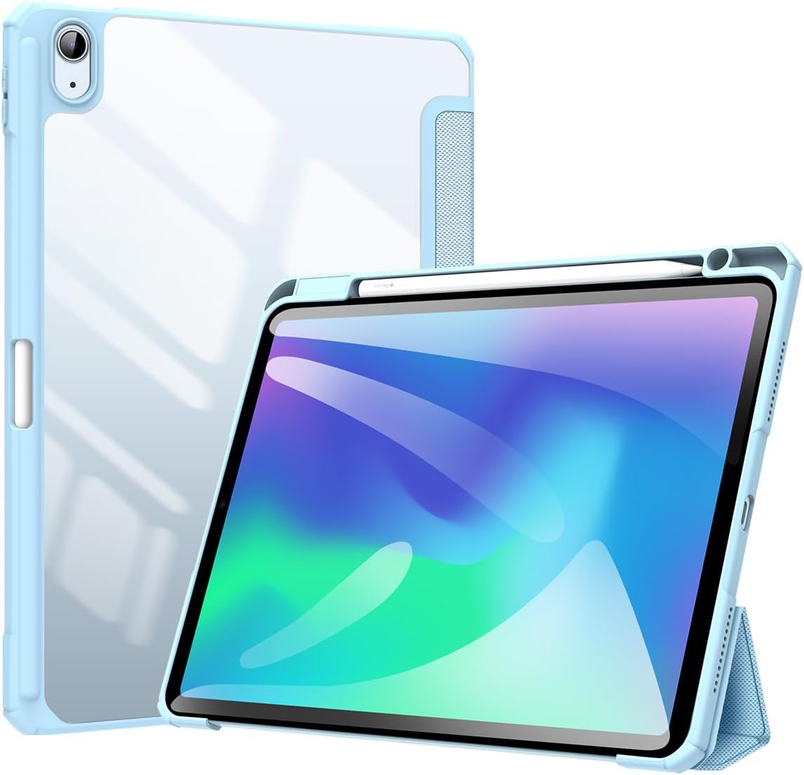 Magnetic Case for Apple iPad Air 11 (2024-2025) [Built-in Pen Holder] Multi-angle Viewing Smart Stand Case, Auto Sleep\/Wake, Four-corner Airbag Protection Blue