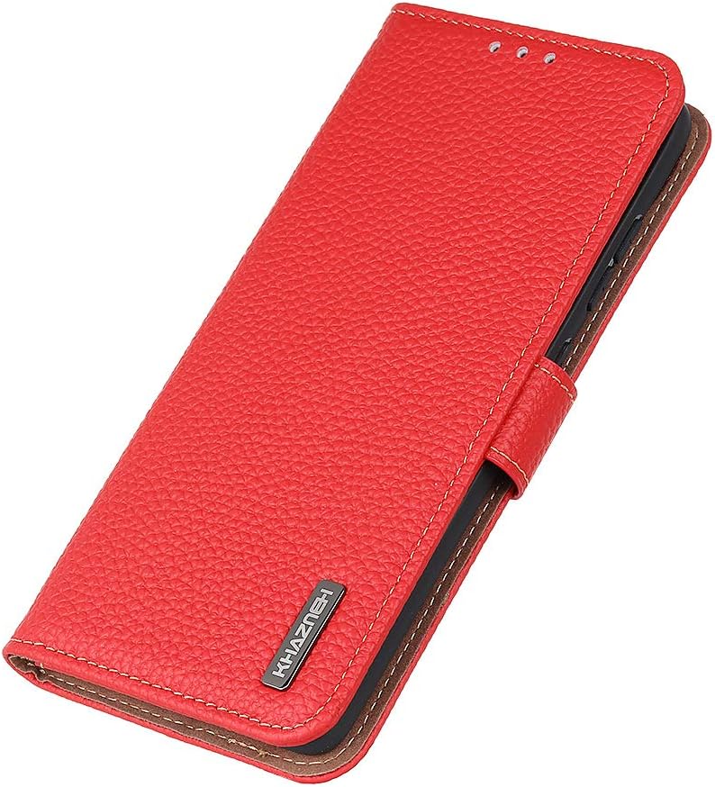 iTape Genuine leather pebbled phone case for Honor 400 Lite, cowhide RFID anti-theft brush phone case with card slot and shockproof flip cover Red