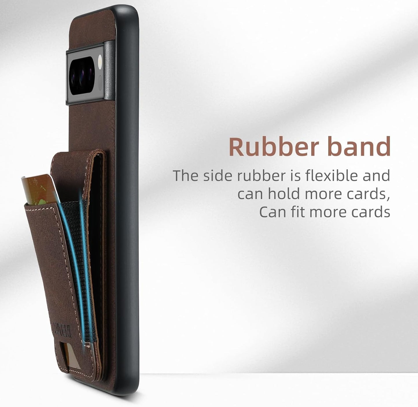 iTape Litchi Texture Phone Case for Google Pixel 8 Pro - Ultra-thin Simple Card Holder Phone Case with Stand Durable Buffer [Shockproof TPU Inner Shell] Black