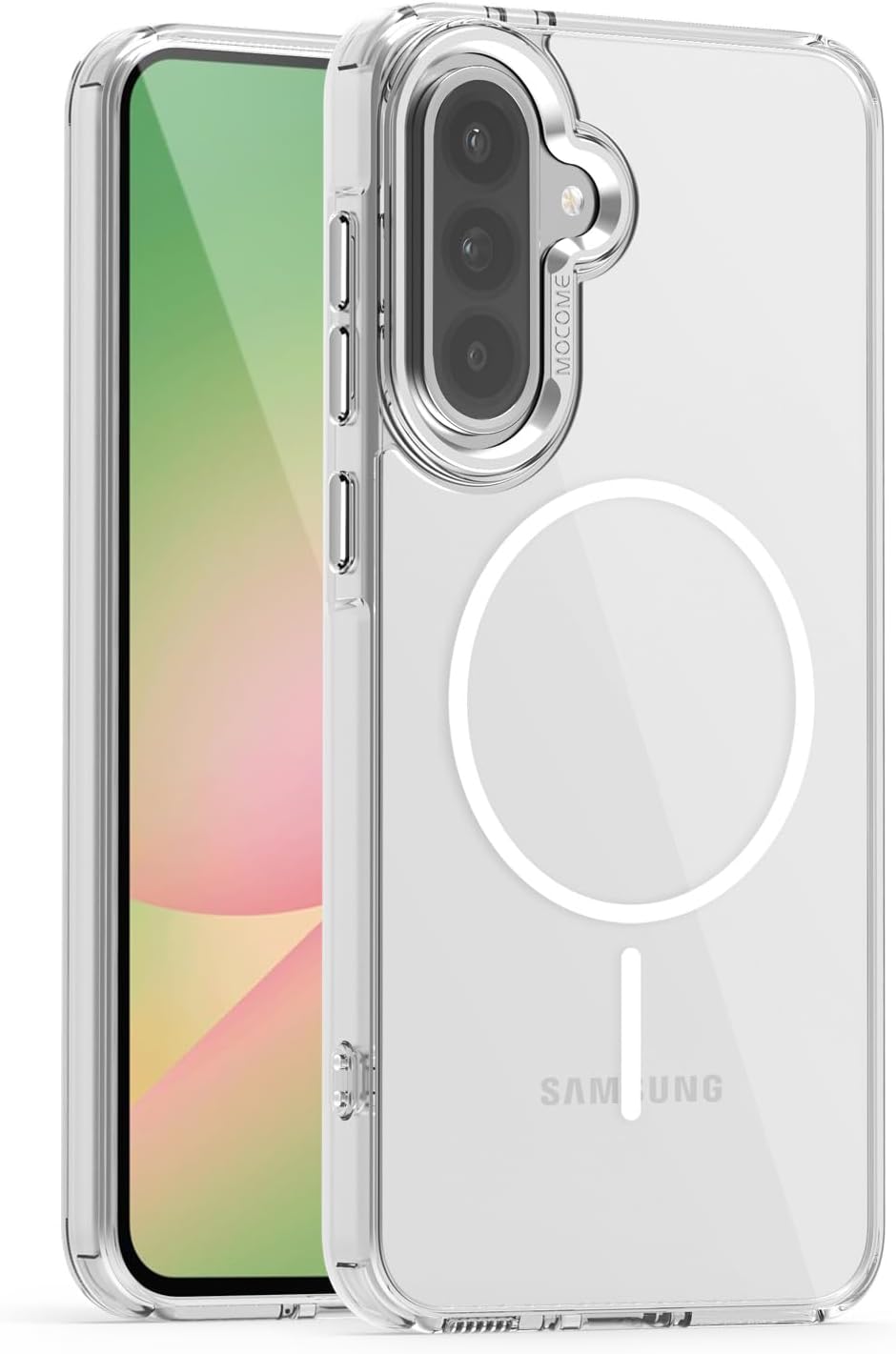 iTape Magnetic transparent phone case for Samsung Galaxy A36, supports wireless charging, military-grade drop-proof, compatible with Samsung Galaxy A36 Car magnetic bracket