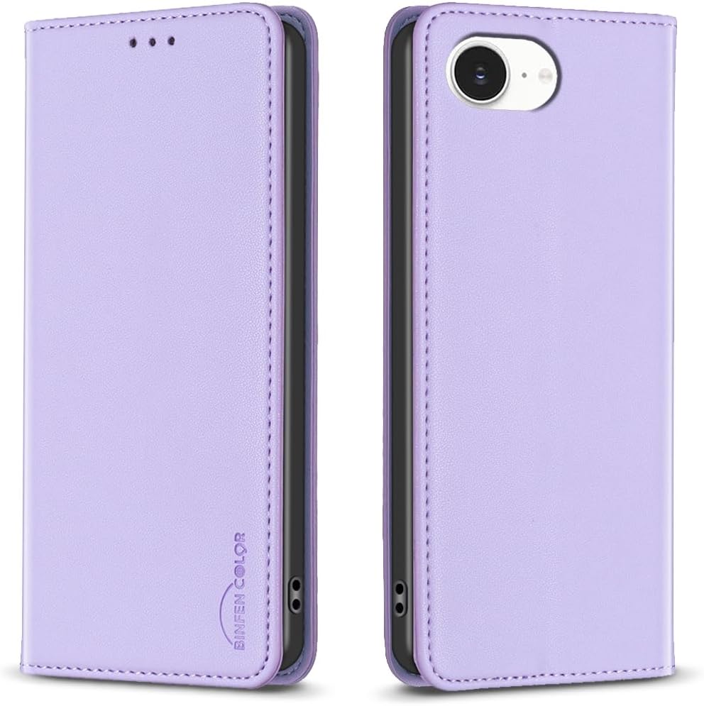 Leather Phone Case for iPhone 16E, Magnetic Leather Wallet Case, Flip Stand Shockproof Protection Gold