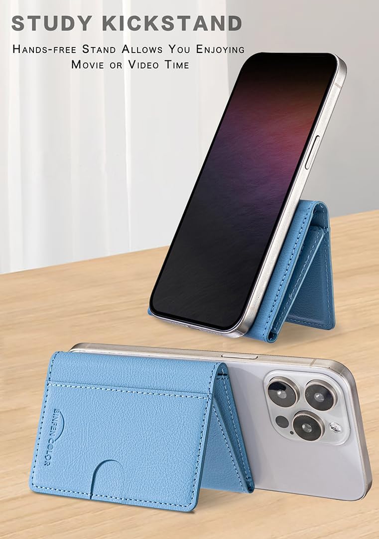 iTape Leather Magnetic Phone Wallet Compatible with Various Phone Models Android and iOS, Solid Color Magnetic Card Holder Ultra-thin Trifold Wallet Card Holder Flip Stand Red