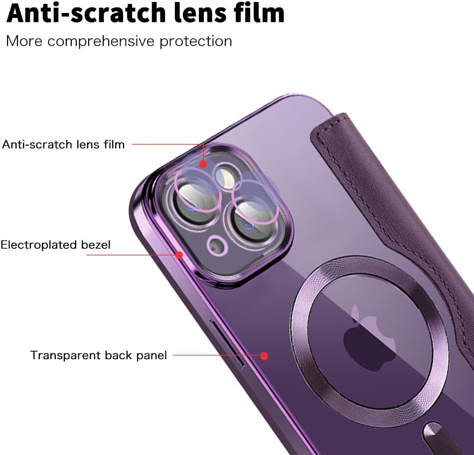 Wallet phone case suitable for iPhone 13 with [Credit Card Holder][RFID Blocking], compatible with magnetic wireless charging Green