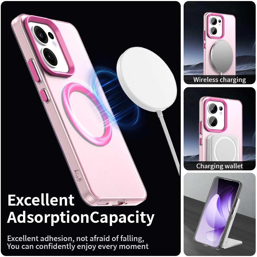 iTape TPU magnetic candy color mobile phone case for OPPO Reno 13F 5G, supports wireless charging, four-corner airbag protection, military anti-fall mobile phone case Red