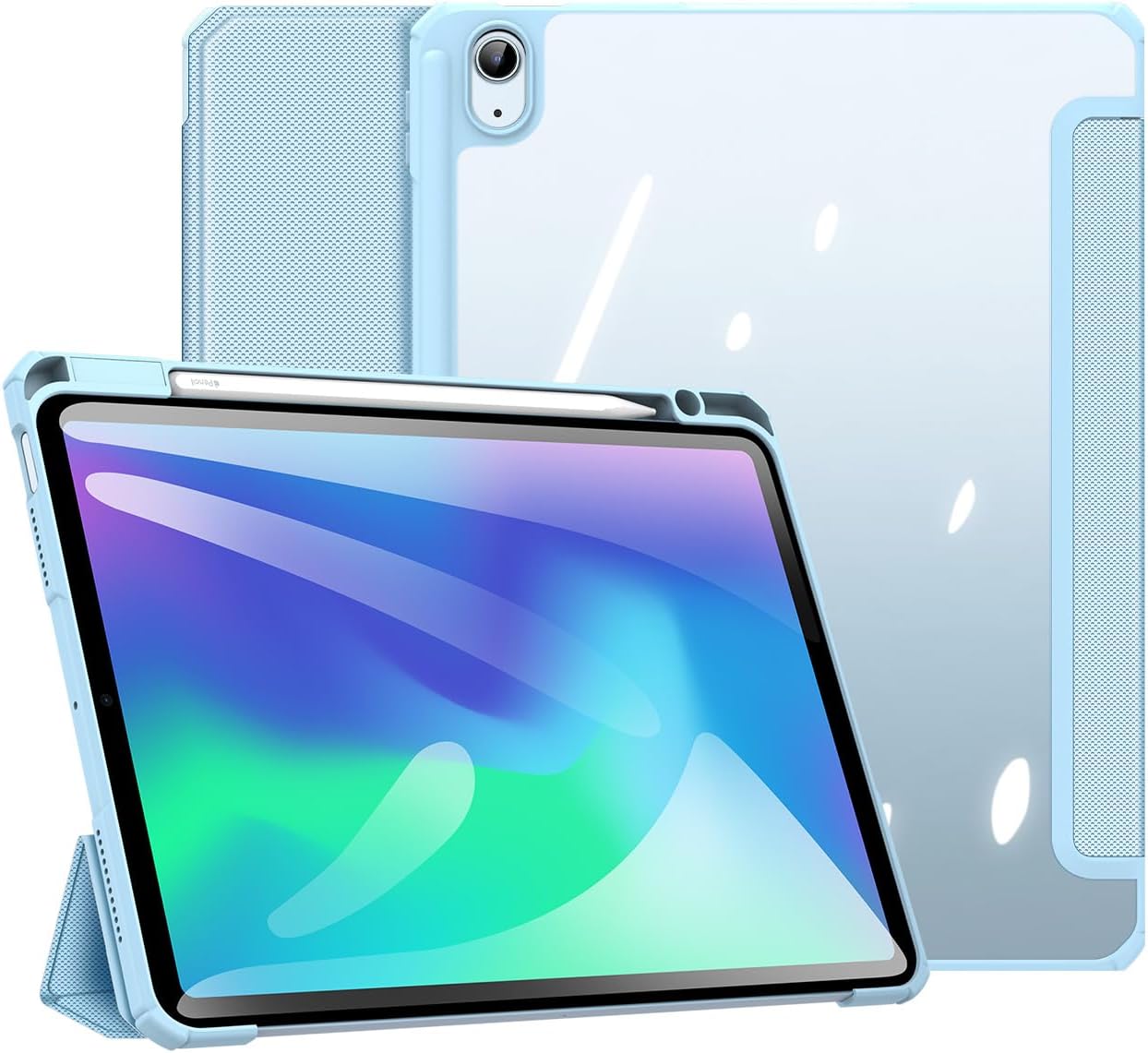 Magnetic Case for Apple iPad Air 11 (2024-2025) [Built-in Pen Holder] Multi-angle Viewing Smart Stand Case, Auto Sleep\/Wake, Four-corner Airbag Protection Blue