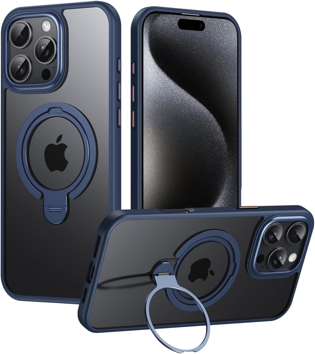 Silicone phone case for iPhone 16 Pro max, translucent phone case military shockproof protection ultra-thin case, magnetic car mount, supports wireless charging Black