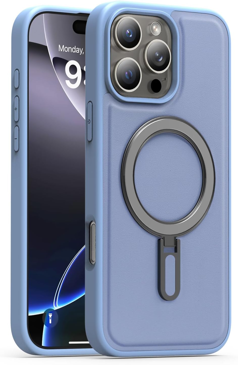 Magnetic phone case for iPhone 16 Pro max, silver magnetic ring supports wireless charging, military-grade drop resistance, compatible with iPhone 16 Pro max