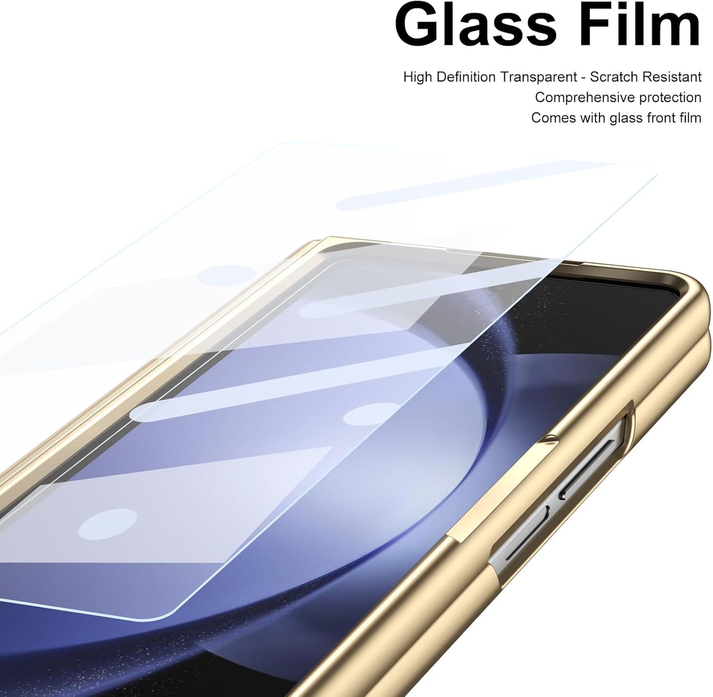 Lightweight phone case for Samsung Galaxy Z Fold5, hinged case supports wireless charging with lens protection, screen protector, complimentary stylus, drop-proof and fingerprint resistant