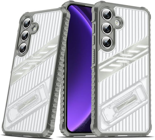 iTape Four-corner airbag anti-fall mobile phone case suitable for Samsung Galaxy S23 FE, invisible folding bracket, suitable for Samsung Galaxy S23 FE Gray