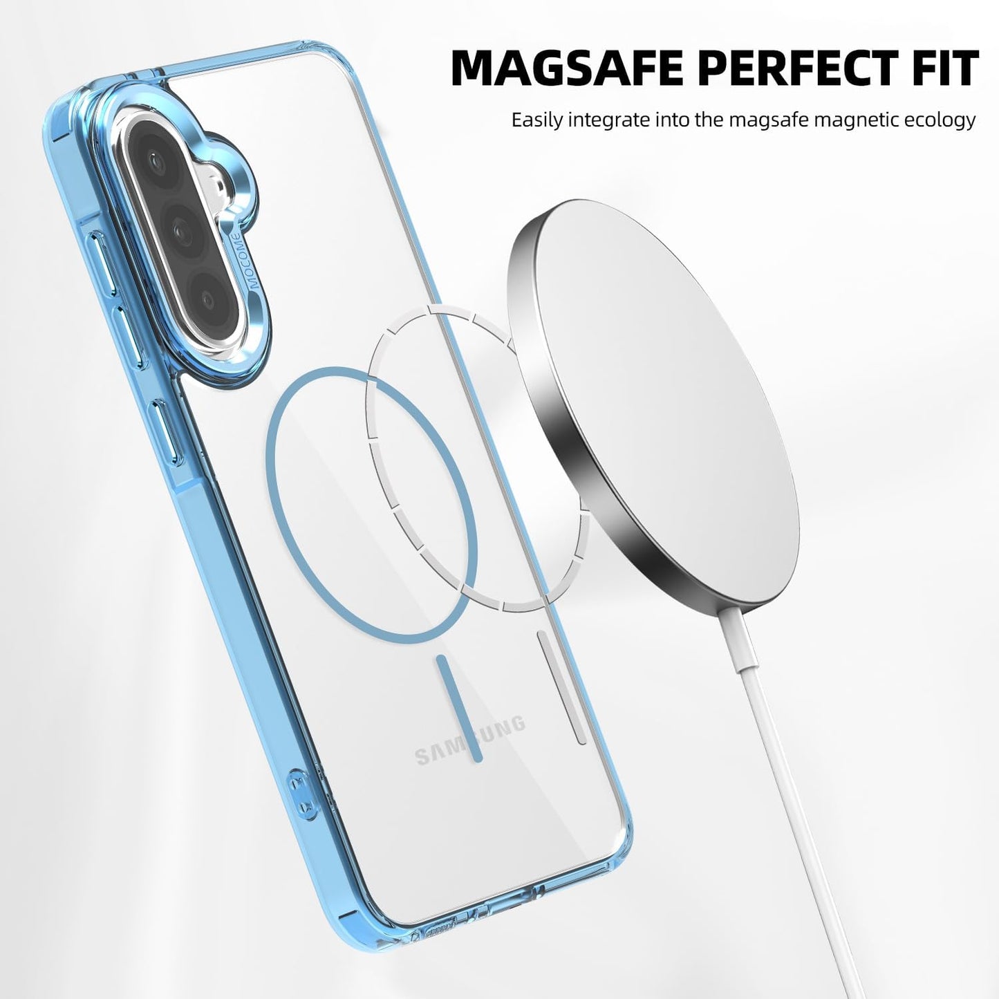 iTape Magnetic transparent phone case for Samsung Galaxy A36, supports wireless charging, military-grade drop-proof, compatible with Samsung Galaxy A36 Car magnetic bracket