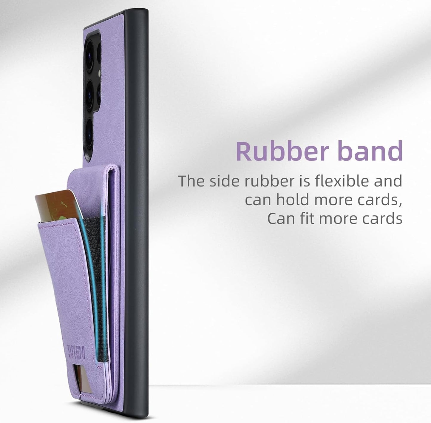 iTape Litchi Texture Phone Case for Samsung Galaxy S23 Ultra - Ultra-thin Simple Card Holder Phone Case with Stand Durable Buffer [Shockproof TPU Inner Shell] Blue