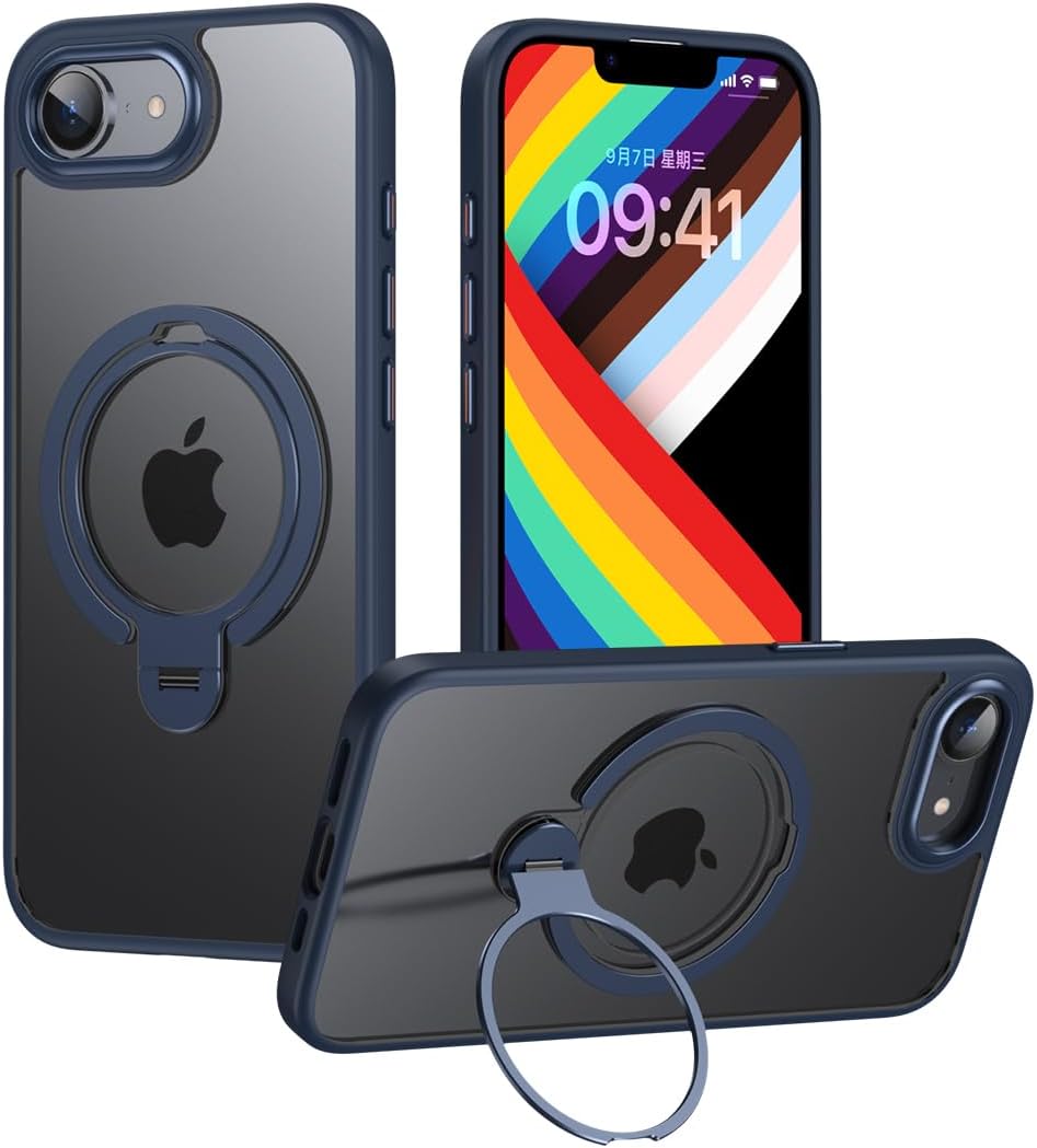 Silicone phone case for iPhone 16E, translucent phone case military shockproof protection ultra-thin case, magnetic car mount, supports wireless charging transparent