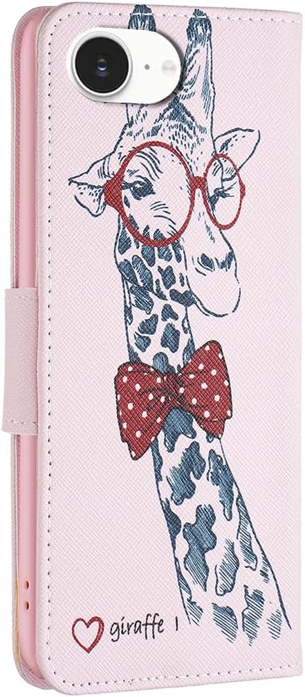 Painted phone case for iPhone 16E, magnetic closure wallet case, multiple card slots, wallet, flip cover, shockproof protection