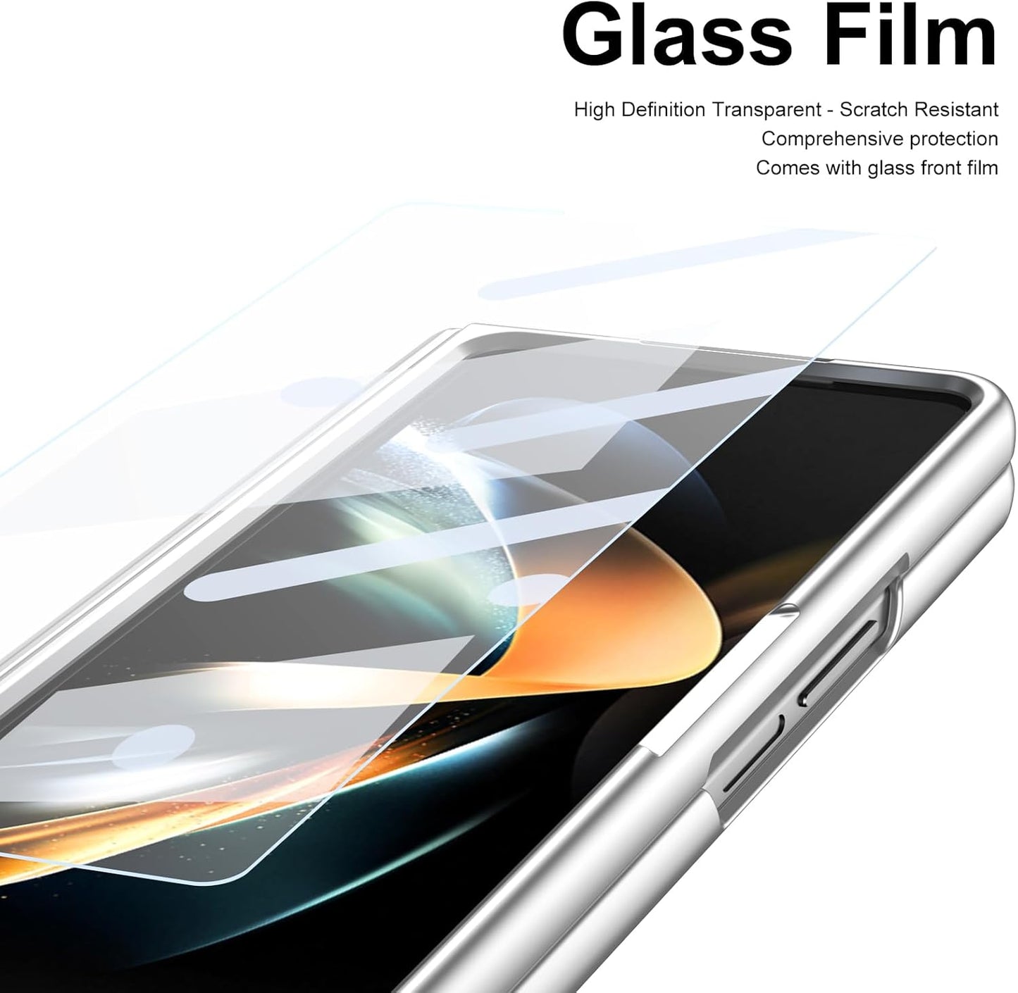 iTape Lightweight phone case for Samsung Galaxy Z Fold4, hinged case supports wireless charging with lens protection, screen protector, complimentary stylus, drop-proof and fingerprint resistant Blue