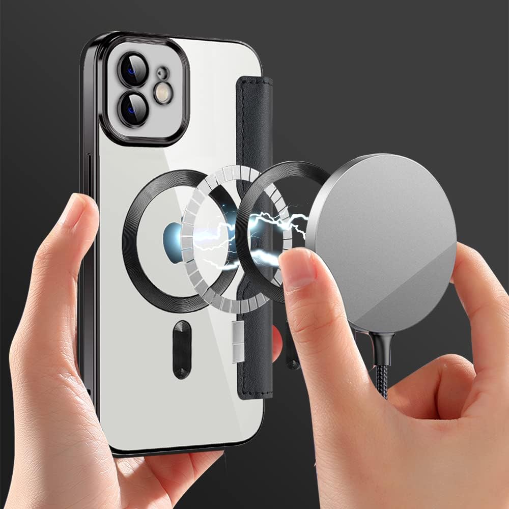 Wallet phone case suitable for iPhone 11 with [Credit Card Holder][RFID Blocking], compatible with magnetic wireless charging Green