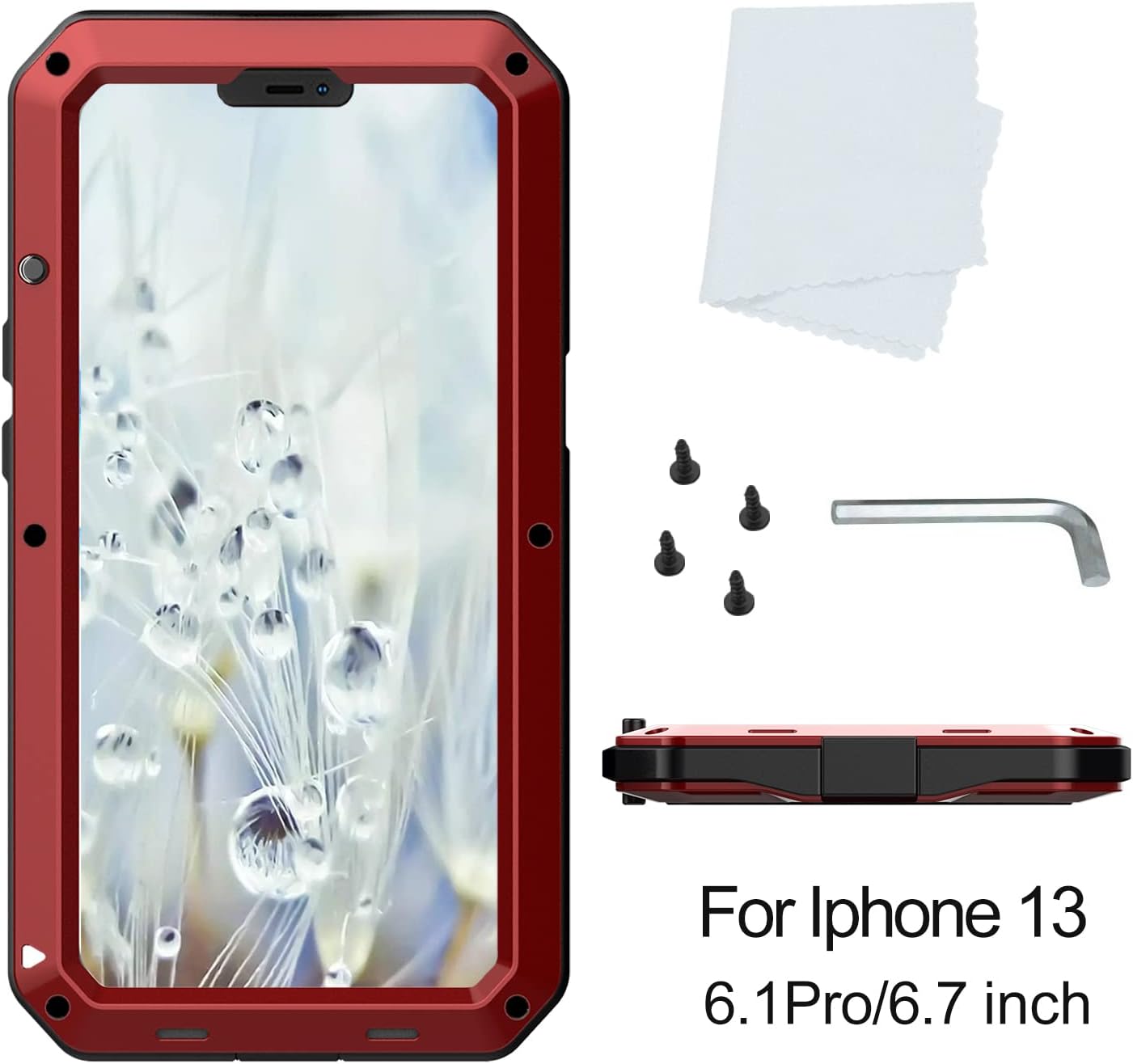 For iPhone 13 Pro max Phone Case, 360° Waterproof and Shockproof Hard Shell Metal Military Heavy Duty Rugged Case for iPhone 13 Pro max Silver