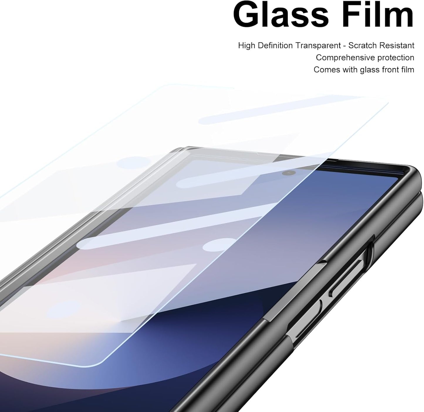 Lightweight phone case for Samsung Galaxy Z Fold6, hinged case supports wireless charging with lens protection, screen protector, complimentary stylus, drop-proof and fingerprint resistant
