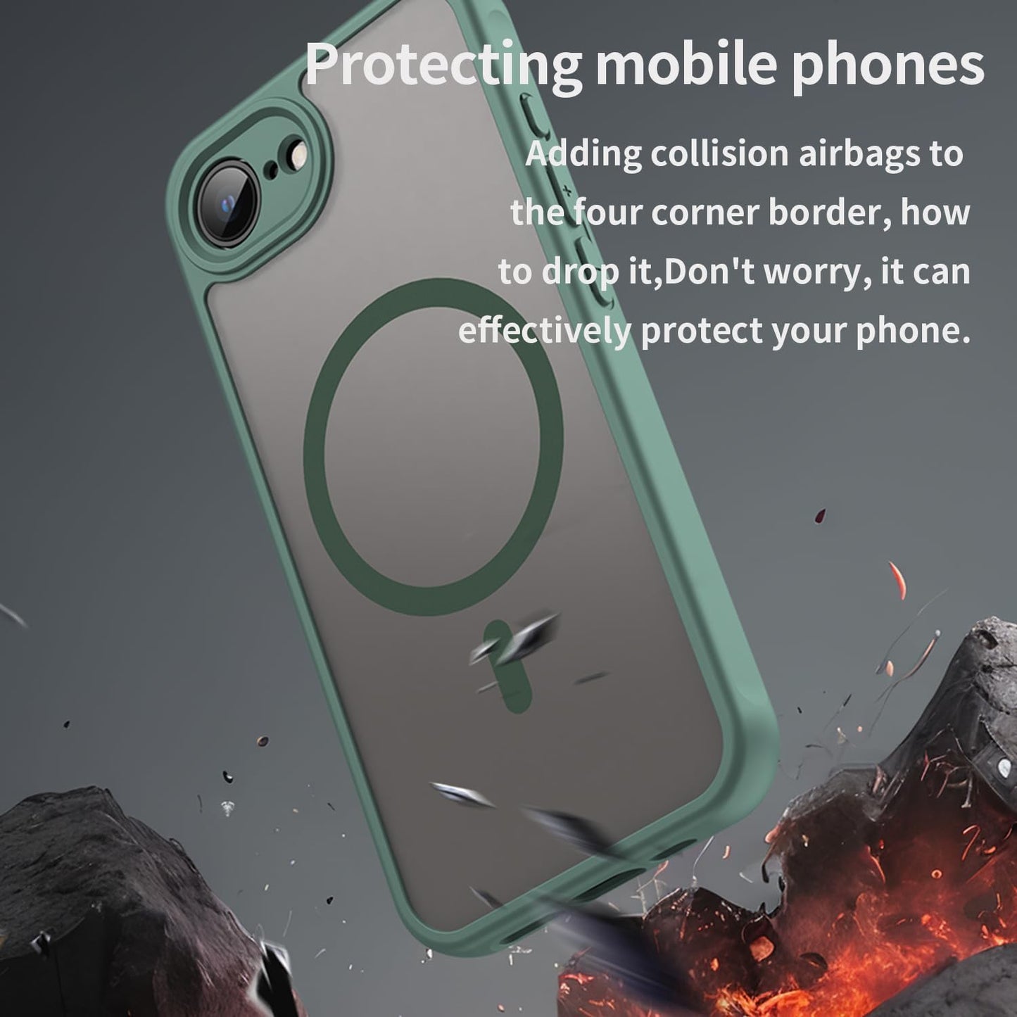 Magnetic translucent case for iPhone 16E, supports wireless charging, Shockproof slim protective case for iPhone 16E Shock-resistant slim case Purple
