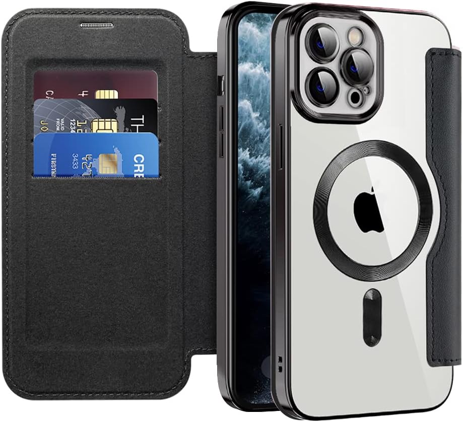Wallet phone case suitable for iPhone 11 Pro max with [Credit Card Holder][RFID Blocking], compatible with magnetic wireless charging Blue
