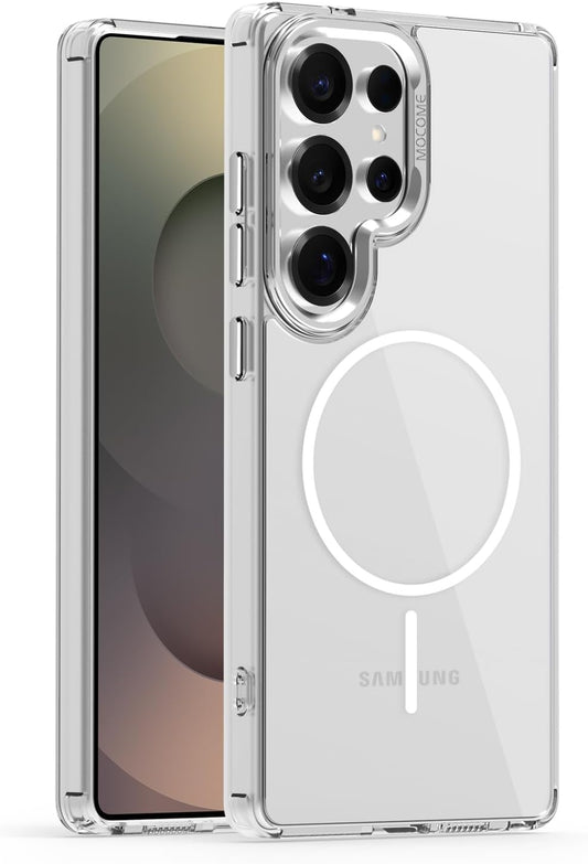 iTape Magnetic transparent phone case for Samsung Galaxy S25 Ultra, supports wireless charging, military-grade drop-proof, Car magnetic bracket 2 in 1 magnetic card holder