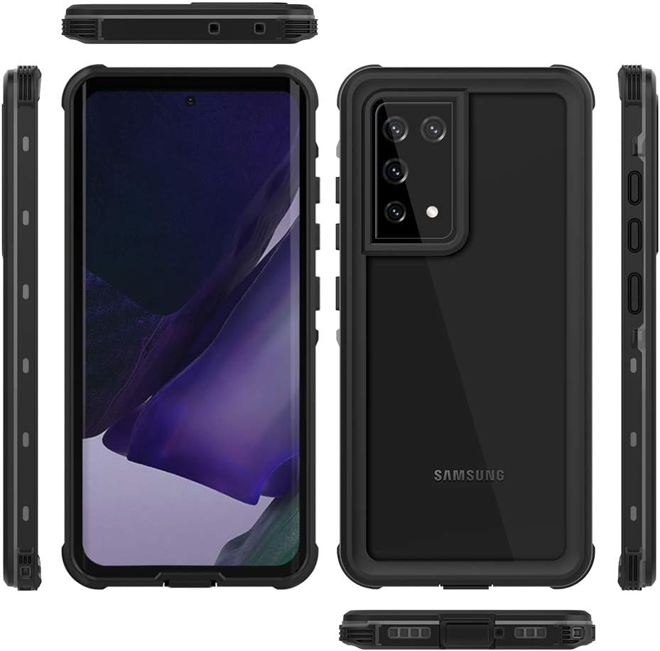 Waterproof Phone Case for Samsung Galaxy S21 ultra, Full Coverage Shell, Built-in Screen Protection 360° Full Body Heavy Duty Shockproof IP68 Underwater Phone Case for Galaxy S21 ultra, Lanyard