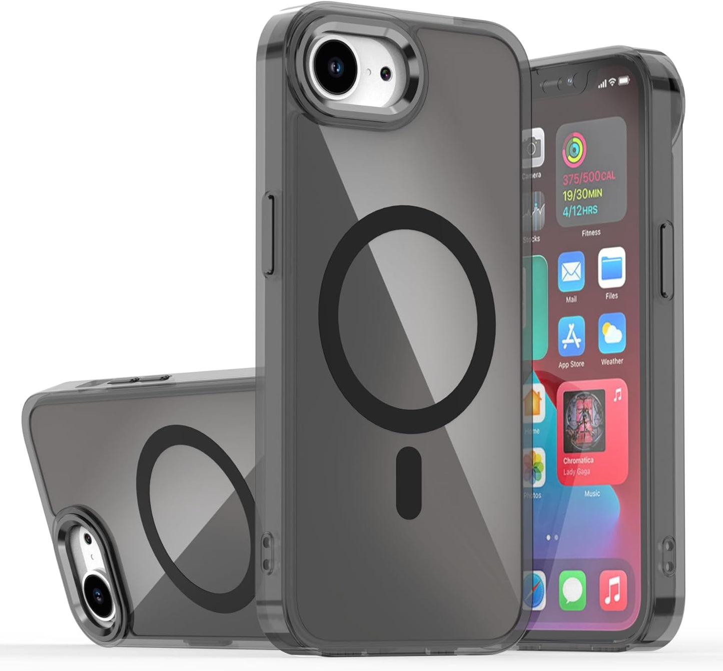 iTape Shiny Color Changing Chameleon Phone Case for iPhone16E, double-layer shockproof airbag anti-fall protective case, supports wireless charging, magnetic phone case White