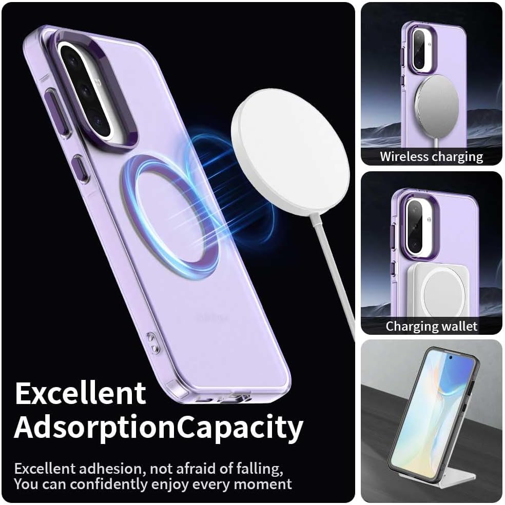iTape TPU magnetic candy color mobile phone case for Samsung Galaxy A56 5G, supports wireless charging, four-corner airbag protection, military anti-fall mobile phone case Orange
