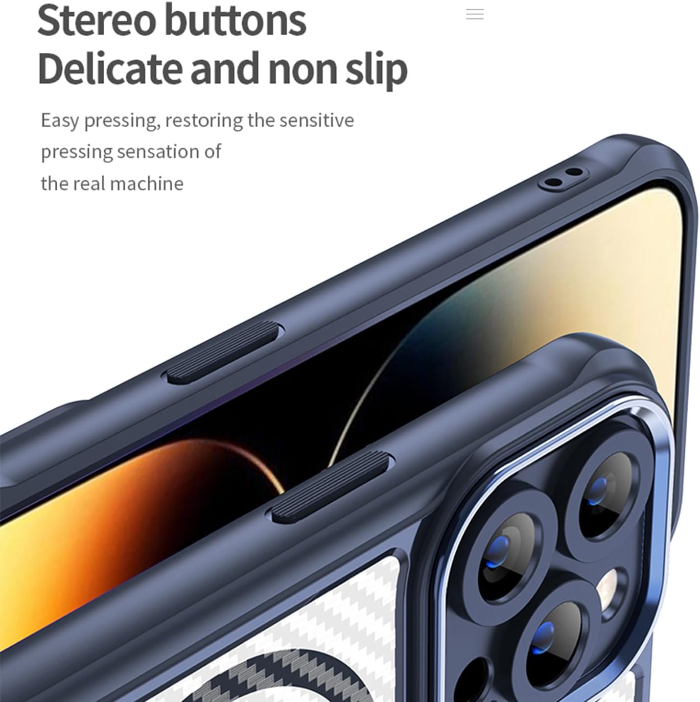 Magnetic carbon fibre case for iPhone 14 Pro, support wireless charging, carbon fibre shockproof slim case Black