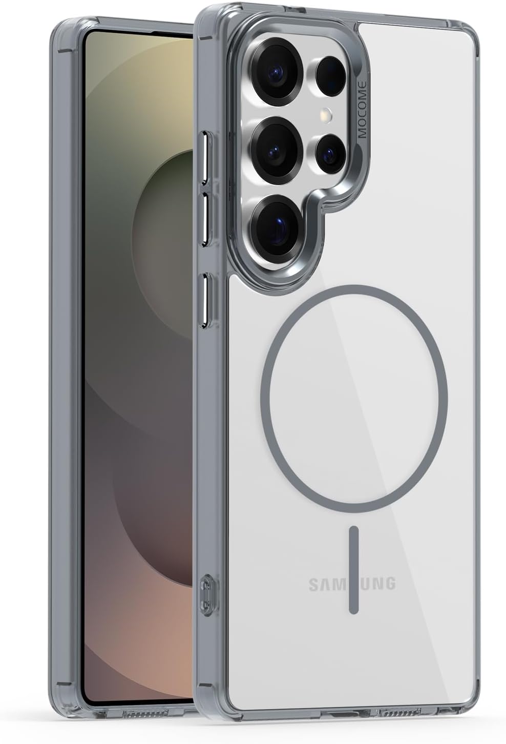iTape Magnetic transparent phone case for Samsung Galaxy S25 Ultra, supports wireless charging, military-grade drop-proof, Car magnetic bracket 2 in 1 magnetic card holder