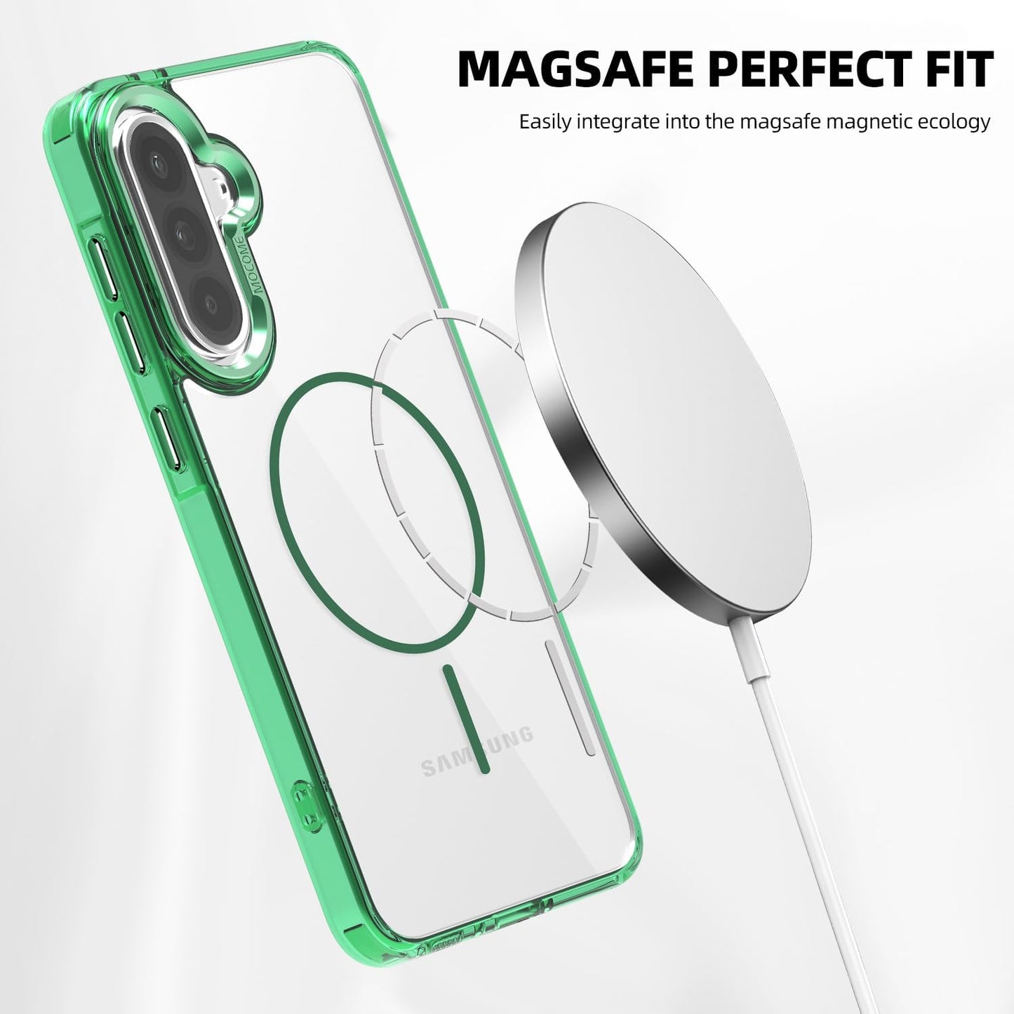 iTape Magnetic transparent phone case for Samsung Galaxy A36, supports wireless charging, military-grade drop-proof, compatible with Samsung Galaxy A36 Car magnetic bracket