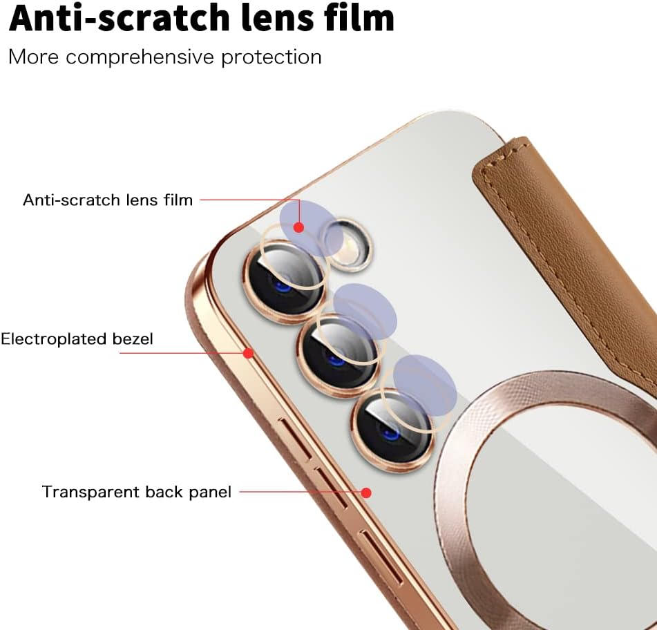 iTape Wallet phone case suitable for Samsung Galaxy S23 with [Credit Card Holder][RFID Blocking], compatible with magnetic wireless charging Green