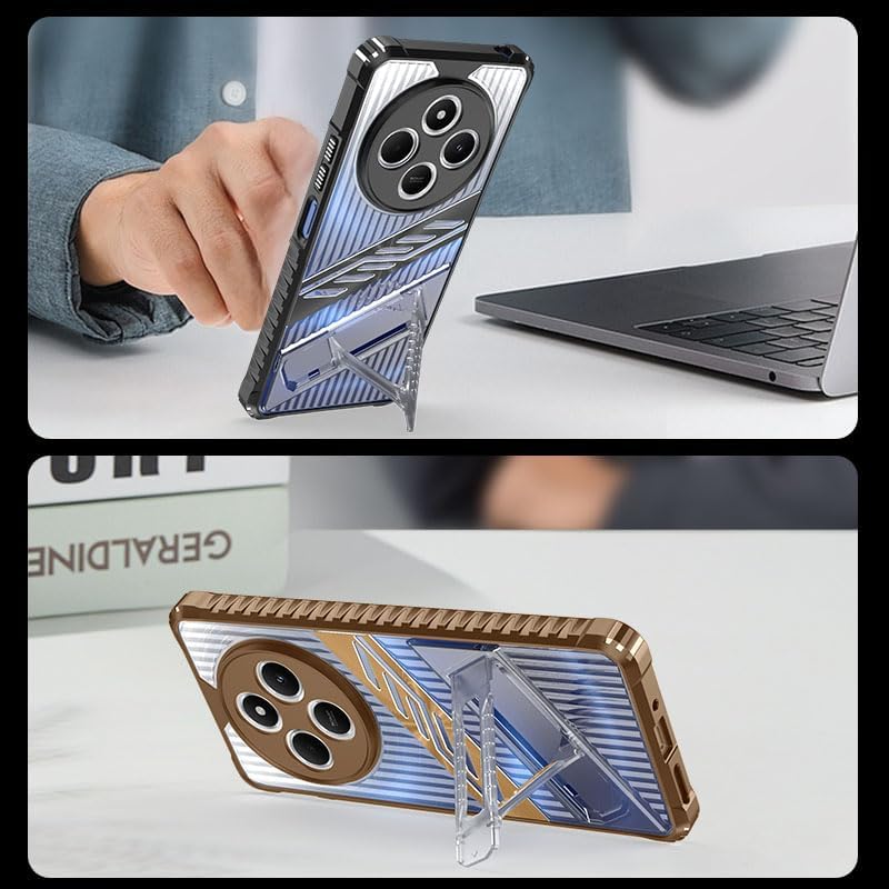 iTape Four-corner airbag anti-fall mobile phone case suitable for Xiaomi Redmi 14C, invisible folding bracket, suitable for Xiaomi Redmi 14C Blue