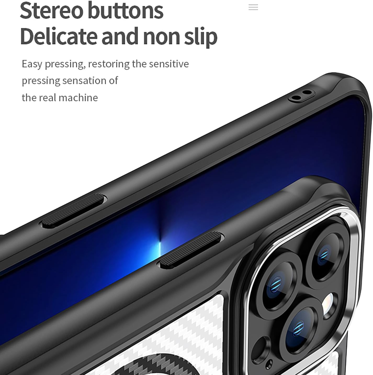 Magnetic carbon fibre case for iPhone 13 Pro max, support wireless charging, carbon fibre shockproof slim case Black