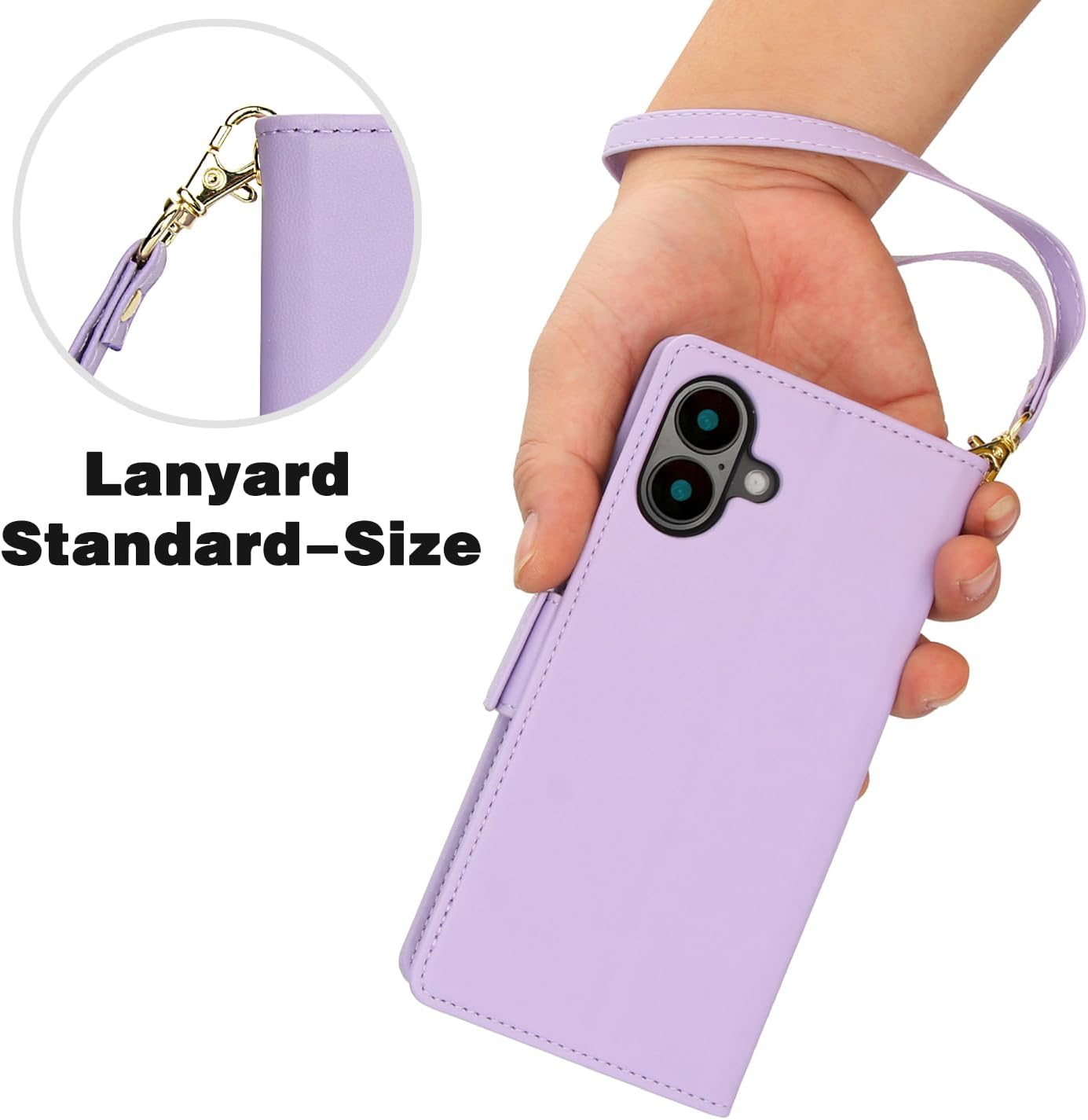 Printed Wallet Phone Case for iPhone 16 Plus, RFID (Anti-Theft), Wallet Flip Stand with Wrist Strap for iPhone 16 Plus Rose Gold