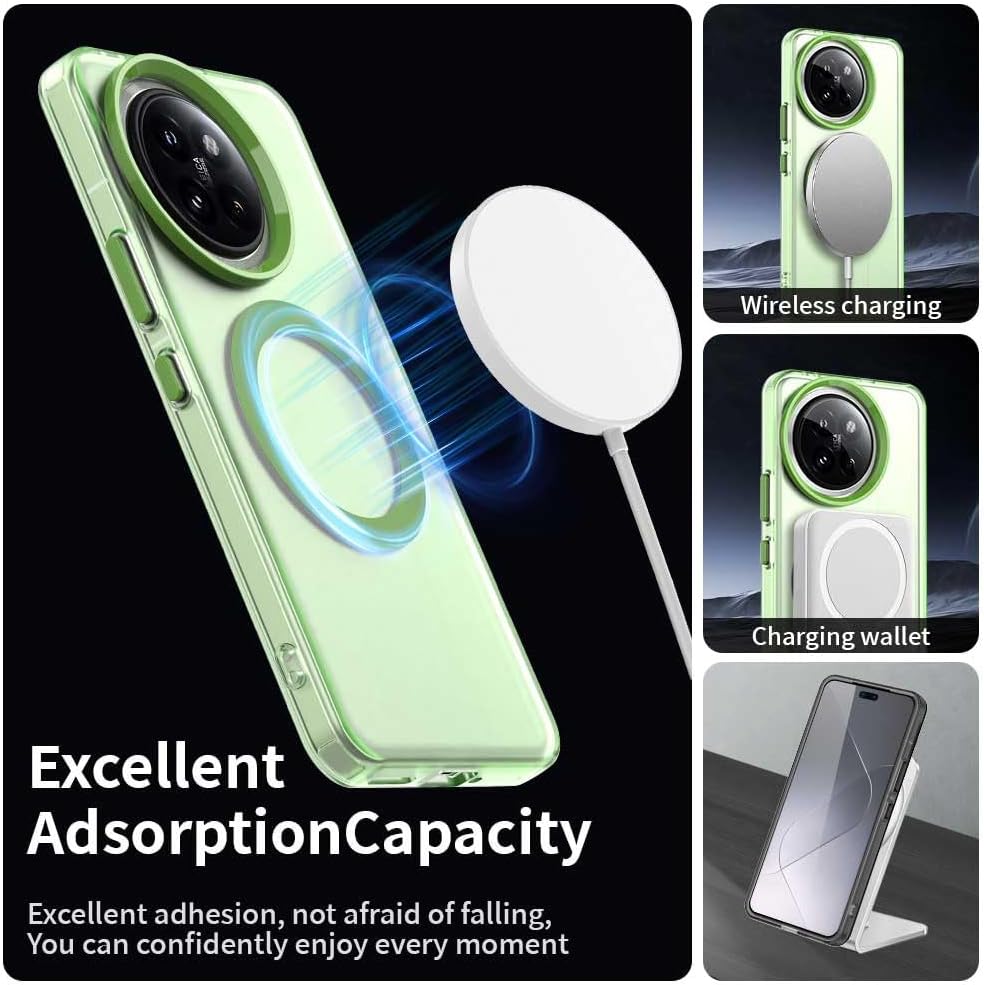iTape TPU candy phone case for Xiaomi 14 Civi, supports wireless charging, four-corner airbag protection, military anti-fall phone case Green