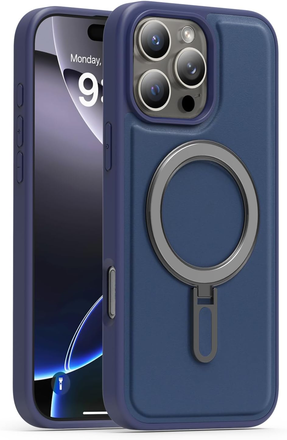 Magnetic phone case for iPhone 16 Pro max, silver magnetic ring supports wireless charging, military-grade drop resistance, compatible with iPhone 16 Pro max