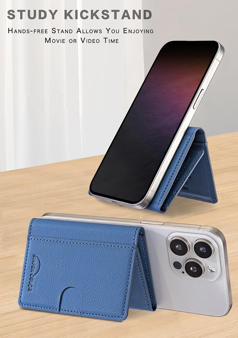 iTape Leather Magnetic Phone Wallet Compatible with Various Phone Models Android and iOS, Solid Color Magnetic Card Holder Ultra-thin Trifold Wallet Card Holder Flip Stand Red