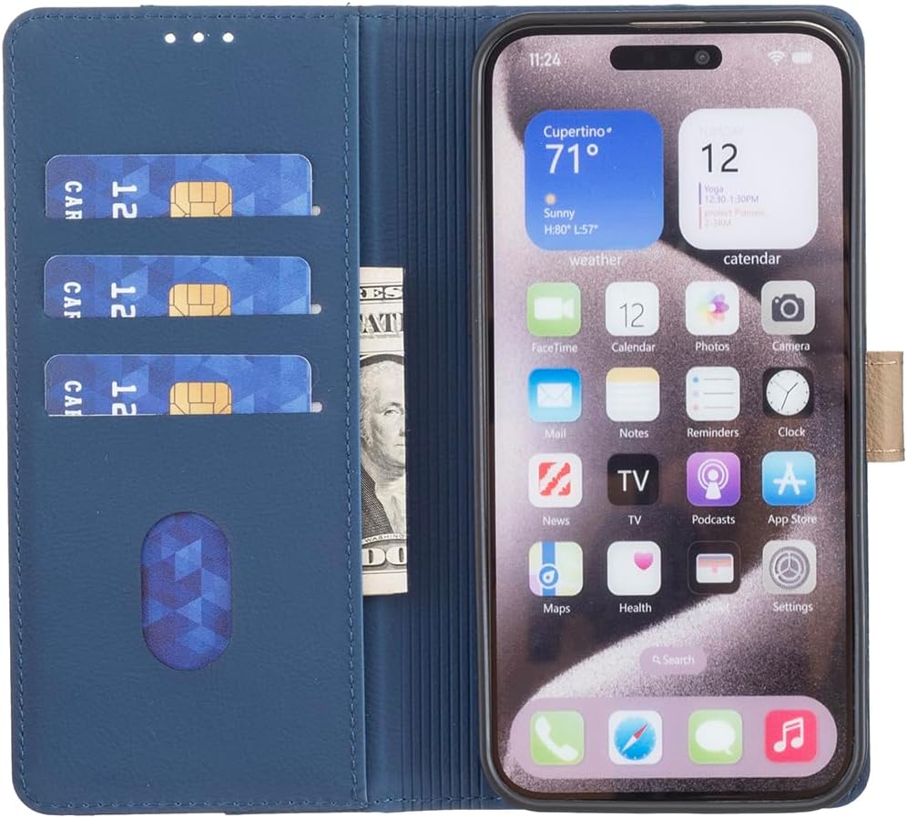 iTape Colorblock Wallet Phone Case for Samsung Galaxy S25 Edge, Wallet Phone Case (RFID Anti-theft Swipe) Flip Stand, Credit Card Slot Wallet Blue