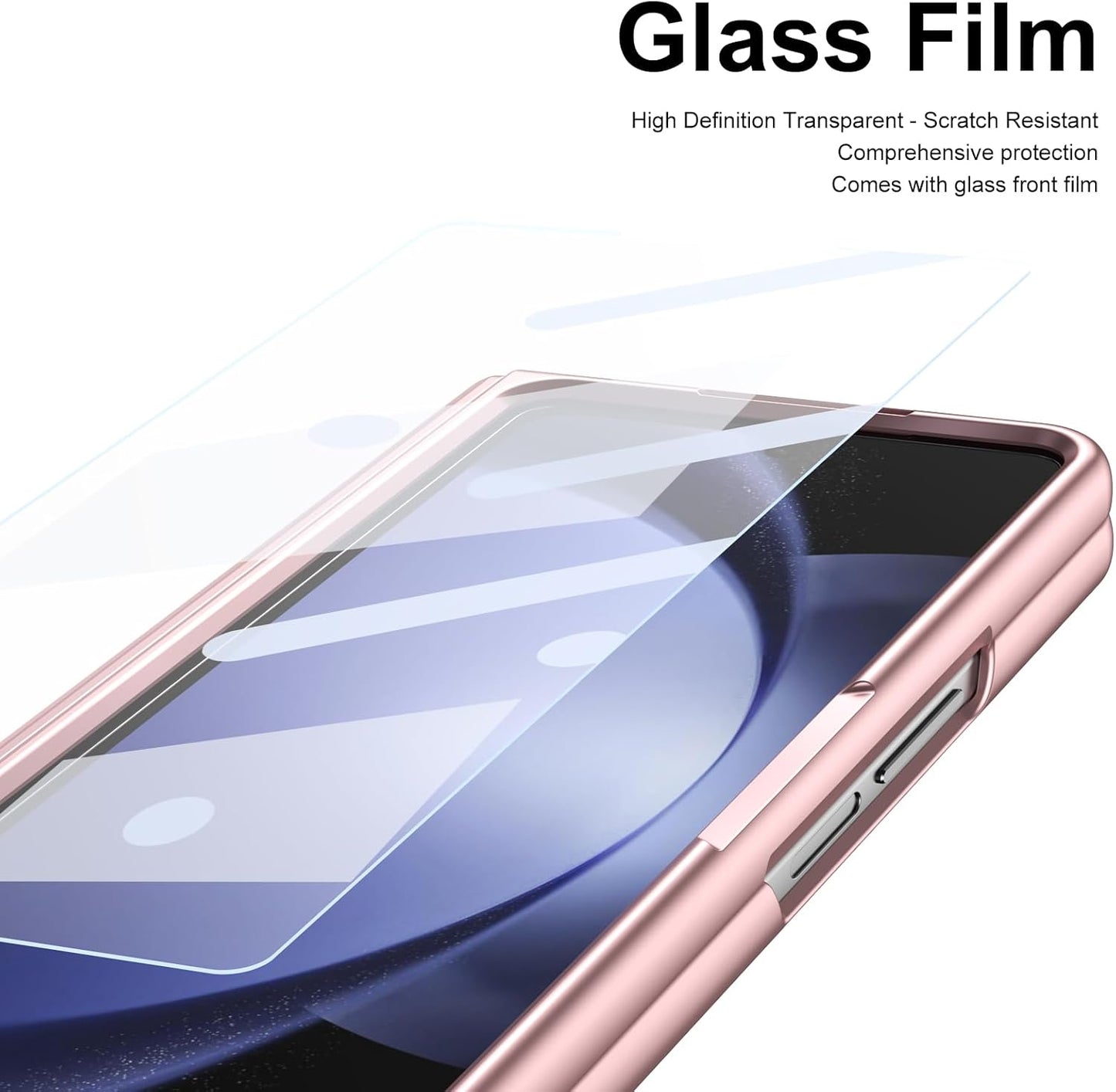Lightweight phone case for Samsung Galaxy Z Fold5, hinged case supports wireless charging with lens protection, screen protector, complimentary stylus, drop-proof and fingerprint resistant